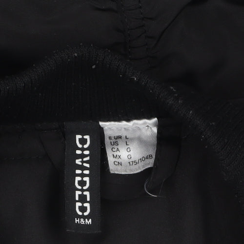 H&M Divided Women's Black Bomber Jacket Size 12 Polyester Zip Lined