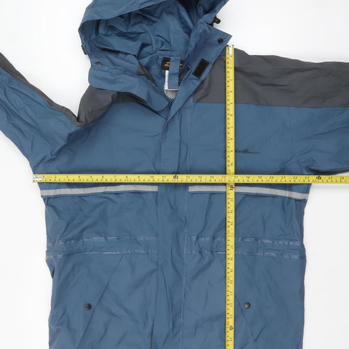 Eddie Bauer Men's Blue M Waterproof Hooded Hiking Rain Jacket