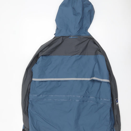Eddie Bauer Men's Blue M Waterproof Hooded Hiking Rain Jacket