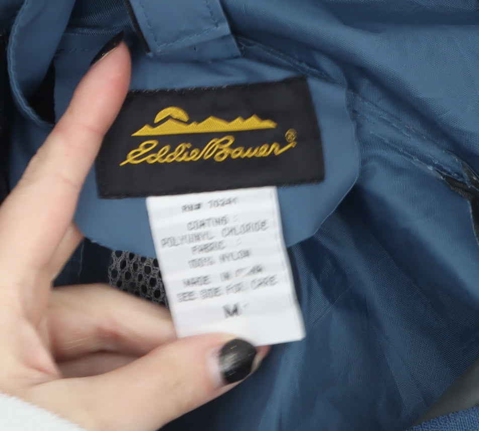 Eddie Bauer Men's Blue M Waterproof Hooded Hiking Rain Jacket