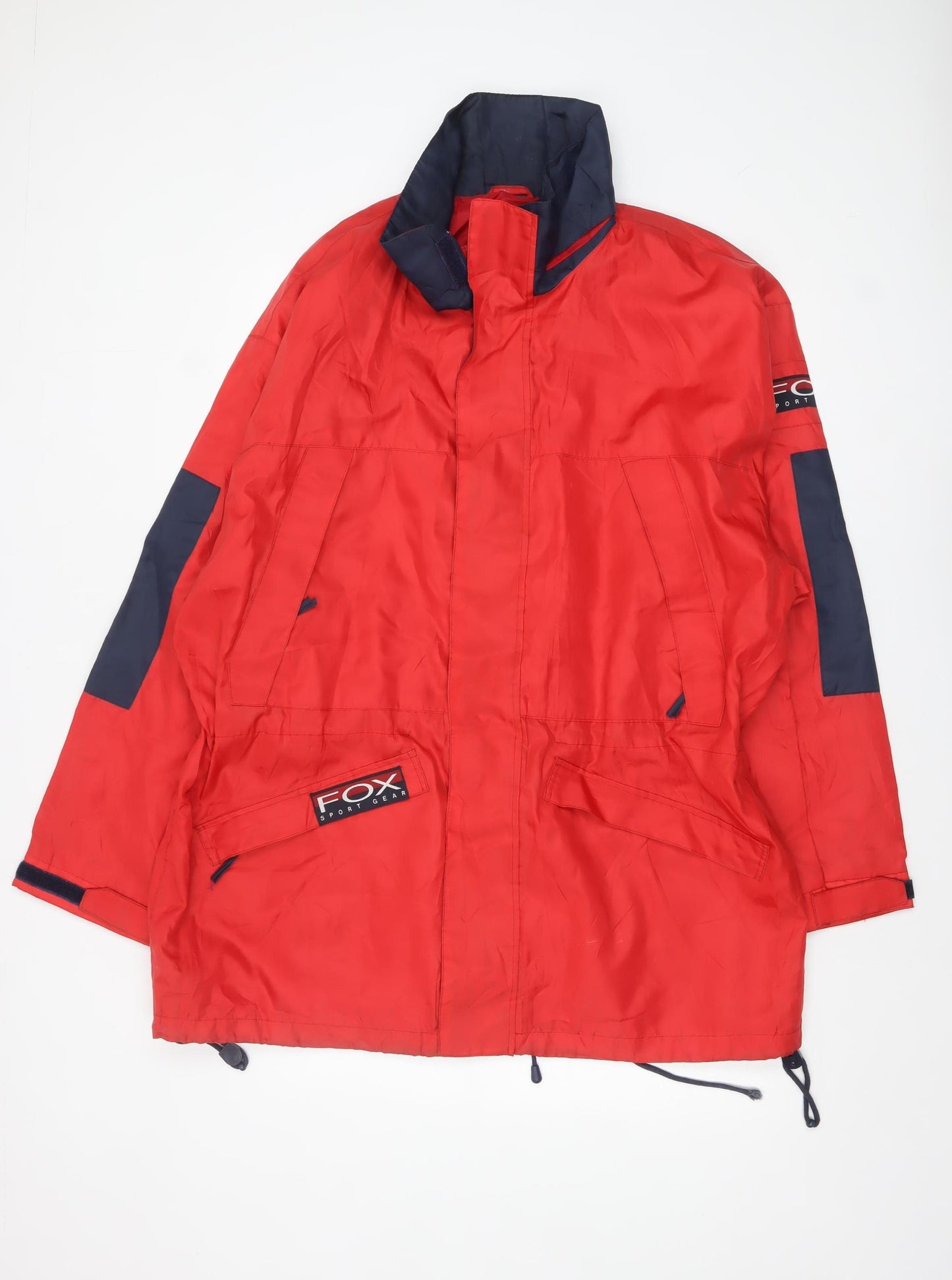 FOX Sport Gear Men's Red Parka Jacket L Nylon Lined Outdoor Coat