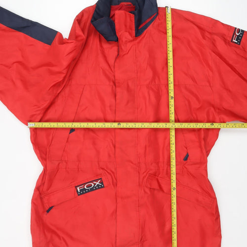 FOX Sport Gear Men's Red Parka Jacket L Nylon Lined Outdoor Coat