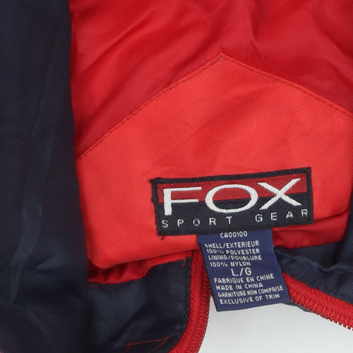 FOX Sport Gear Men's Red Parka Jacket L Nylon Lined Outdoor Coat