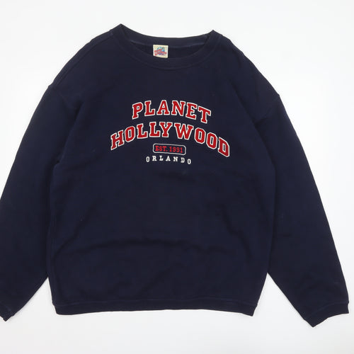 Planet Hollywood Mens Blue Large Pullover Sweatshirt 90s Retro Logo