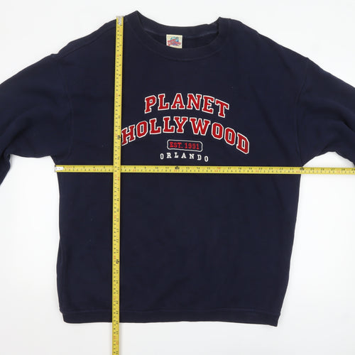 Planet Hollywood Mens Blue Large Pullover Sweatshirt 90s Retro Logo