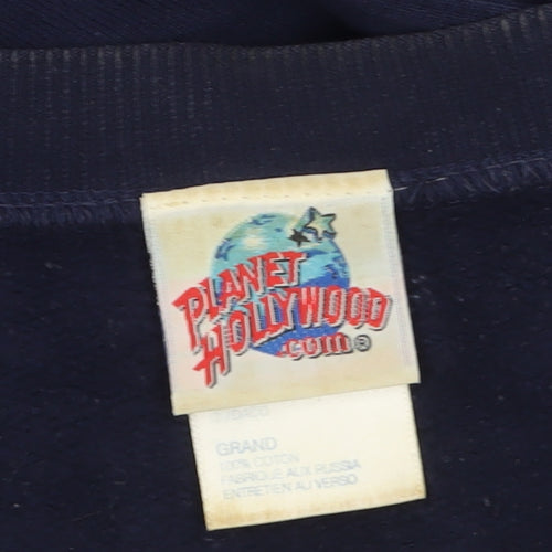 Planet Hollywood Mens Blue Large Pullover Sweatshirt 90s Retro Logo
