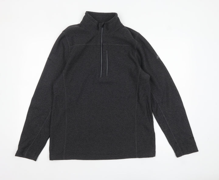 Trespass Mens Black Fleece 1/4 Zip Pullover Sweatshirt Size L