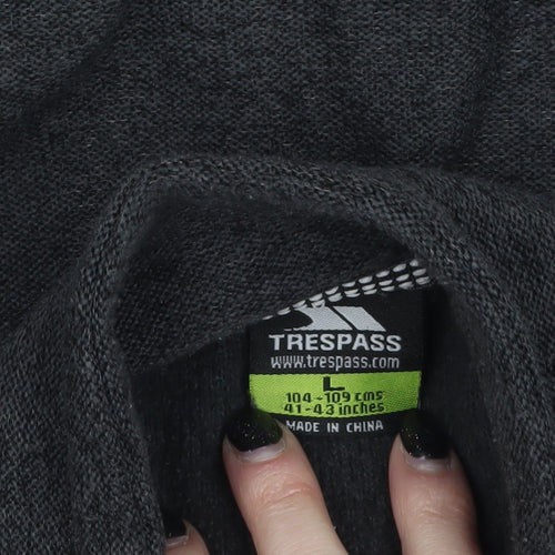 Trespass Mens Black Fleece 1/4 Zip Pullover Sweatshirt Size L