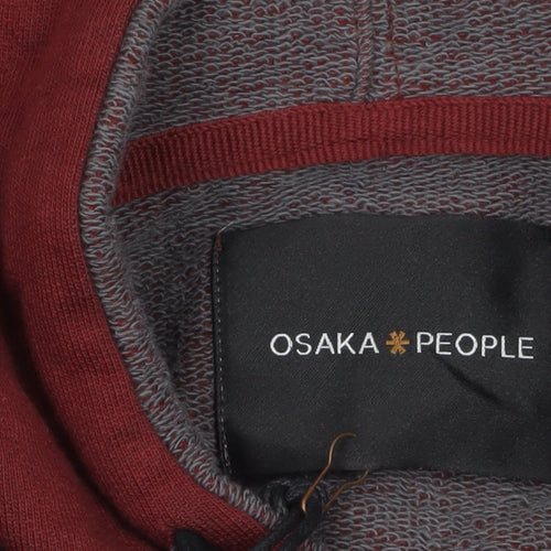Osaka People Men Red Pullover Hoodie L Regular Fit Cotton