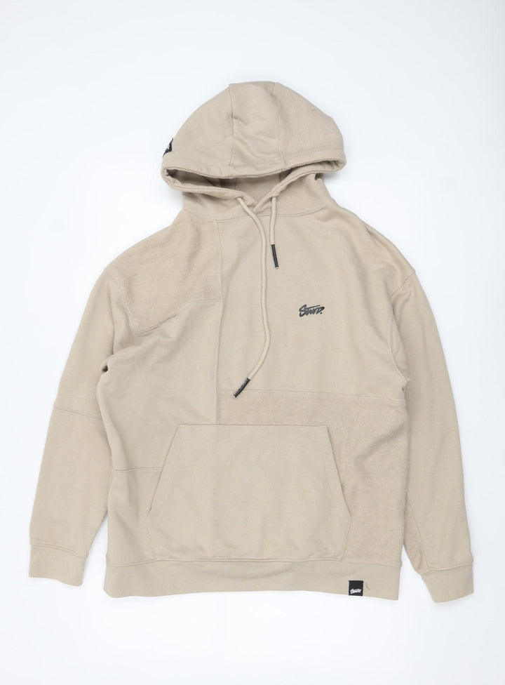 Pull & Bear Men's Beige Pullover Hoodie M Logo Front Casual Style