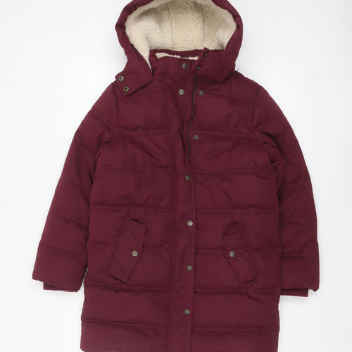 FatFace Girls Red Hooded Puffer Coat 10-11 Years Lined Winter Jacket