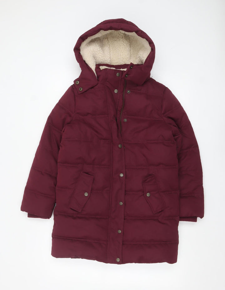 FatFace Girls Red Hooded Puffer Coat 10-11 Years Lined Winter Jacket