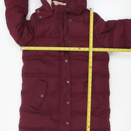 FatFace Girls Red Hooded Puffer Coat 10-11 Years Lined Winter Jacket