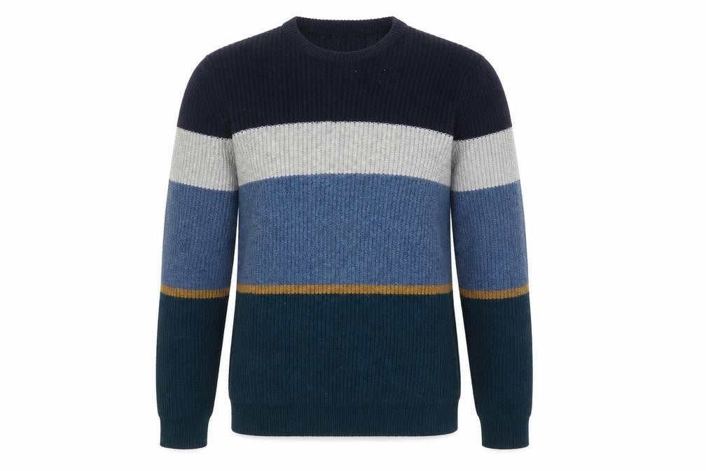 Front view of Marks & Spencer men’s multicoloured striped knit jumper m