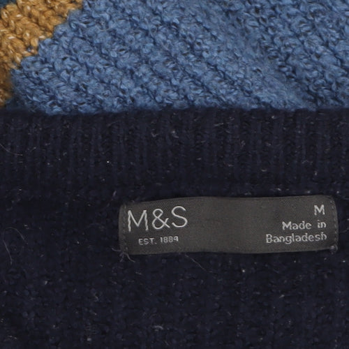 Marks and Spencer Mens Multicoloured Striped Knit Pullover Jumper M