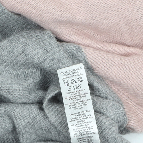 Gallery Women's Grey & Pink Roll Neck Long Sleeve Pullover Jumper Size L