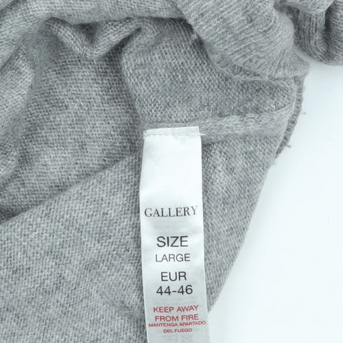 Gallery Women's Grey & Pink Roll Neck Long Sleeve Pullover Jumper Size L