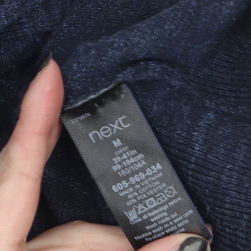Next Men's Blue Half Zip High Neck Cotton Jumper Size M