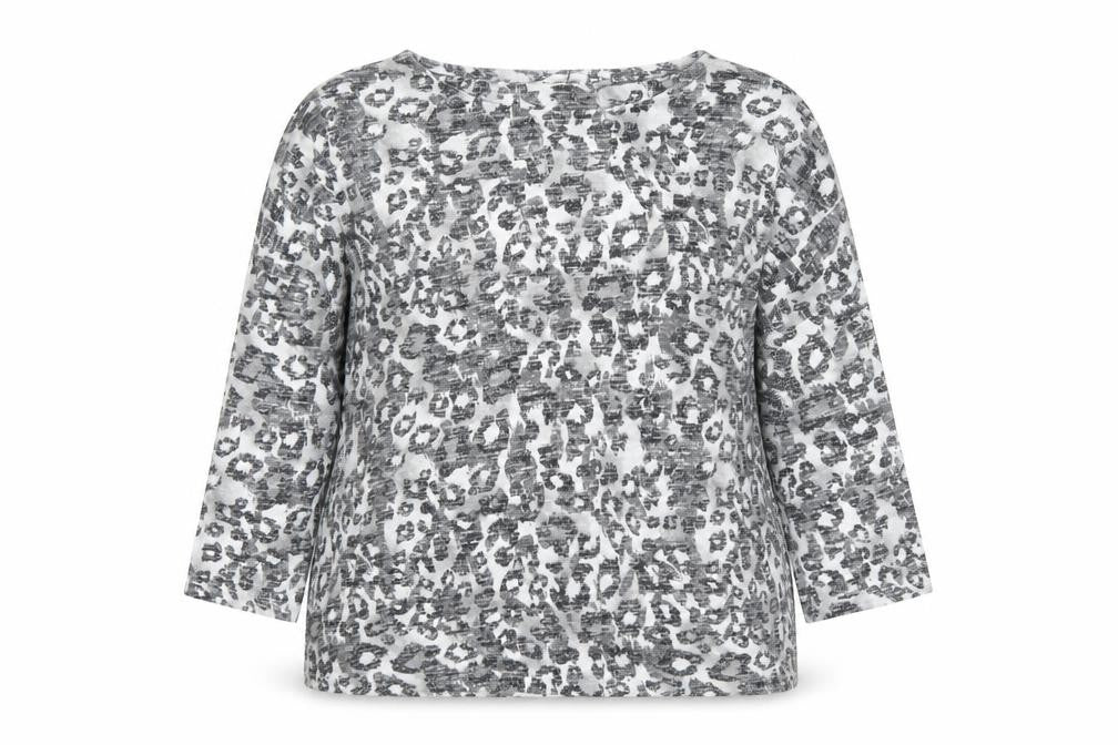 Tu Womens Grey Animal Print Tunic Blouse Size 14 3/4 Sleeve