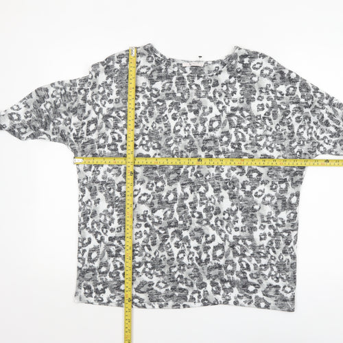 Tu Womens Grey Animal Print Tunic Blouse Size 14 3/4 Sleeve