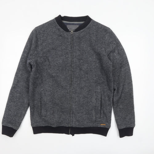 RJR John Rocha Men's Grey Bomber Jacket Size M Full Zip Knit Casual