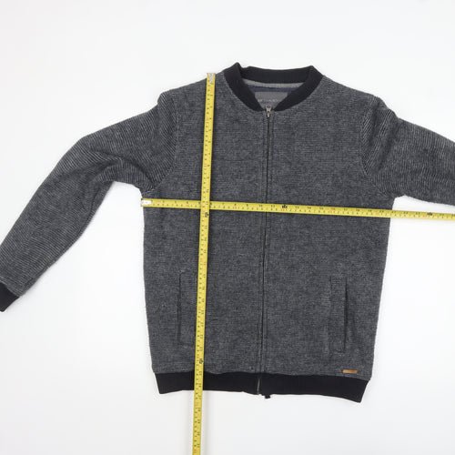 RJR John Rocha Men's Grey Bomber Jacket Size M Full Zip Knit Casual