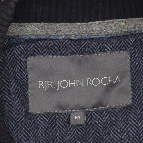 RJR John Rocha Men's Grey Bomber Jacket Size M Full Zip Knit Casual