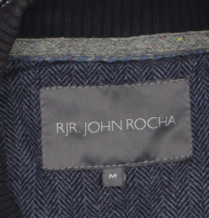 RJR John Rocha Men's Grey Bomber Jacket Size M Full Zip Knit Casual