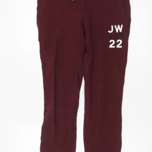 Jack Wills Women's Burgundy Jogger Trousers Size 8 Cotton Blend