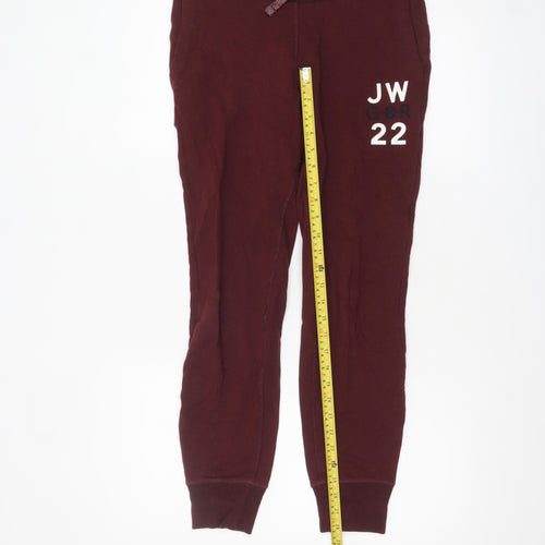 Jack Wills Women's Burgundy Jogger Trousers Size 8 Cotton Blend