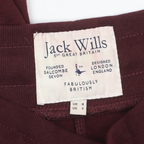 Jack Wills Women's Burgundy Jogger Trousers Size 8 Cotton Blend