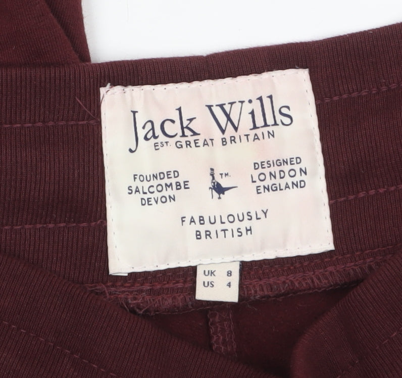 Jack Wills Women's Burgundy Jogger Trousers Size 8 Cotton Blend