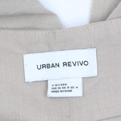 Urban Revivo Women's Beige Paperbag High Waist Tapered Trousers Size 8