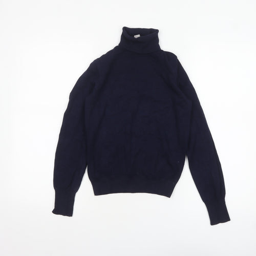 H&M Women's Blue Roll Neck Long Sleeve Knit Jumper Size S