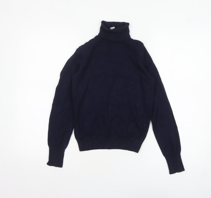 H&M Women's Blue Roll Neck Long Sleeve Knit Jumper Size S