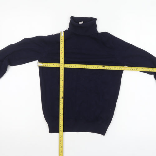 H&M Women's Blue Roll Neck Long Sleeve Knit Jumper Size S
