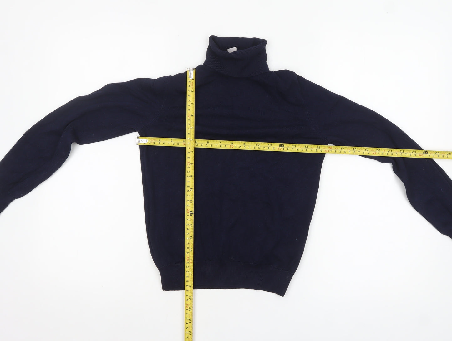 H&M Women's Blue Roll Neck Long Sleeve Knit Jumper Size S