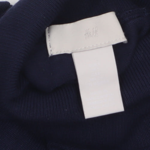 H&M Women's Blue Roll Neck Long Sleeve Knit Jumper Size S