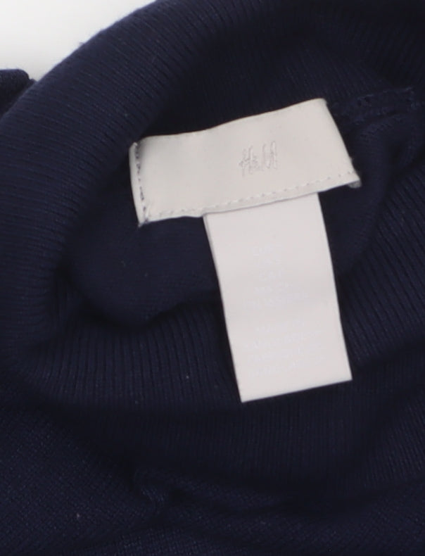 H&M Women's Blue Roll Neck Long Sleeve Knit Jumper Size S