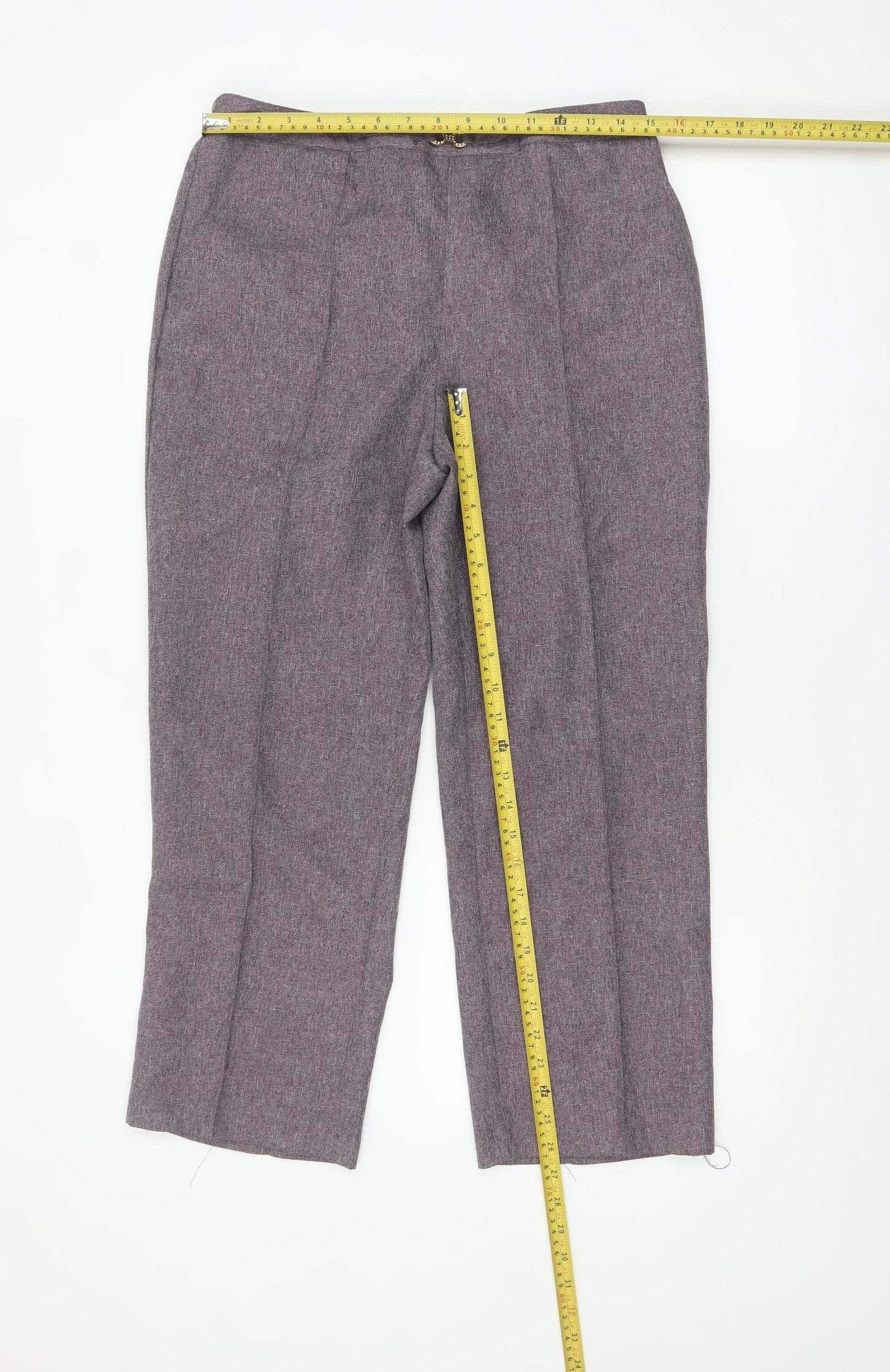 Damart Women’s Grey Straight Leg Trousers Size 14 Elastic Waist
