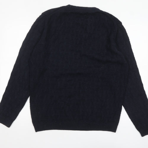 Jack & Jones Men's Blue Cotton Cable Knit Jumper Size L