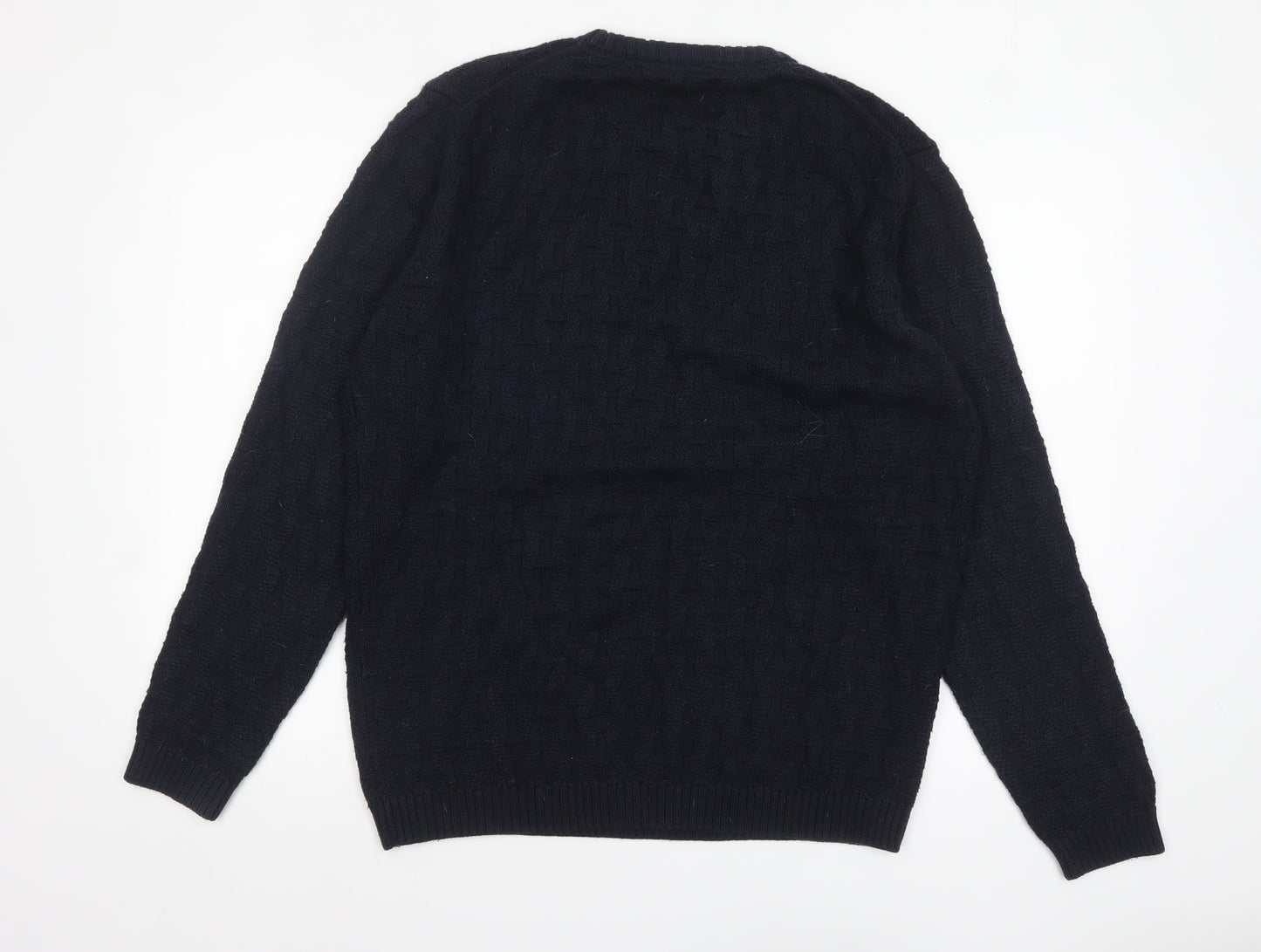 Jack & Jones Men's Blue Cotton Cable Knit Jumper Size L