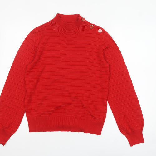 Next Women’s Red Mock Neck Button Pullover Jumper Size 10