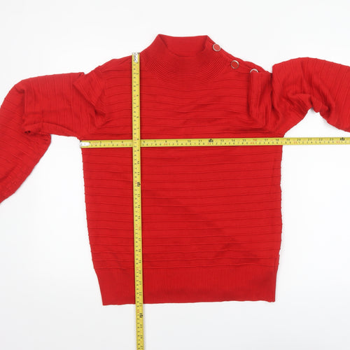 Next Women’s Red Mock Neck Button Pullover Jumper Size 10