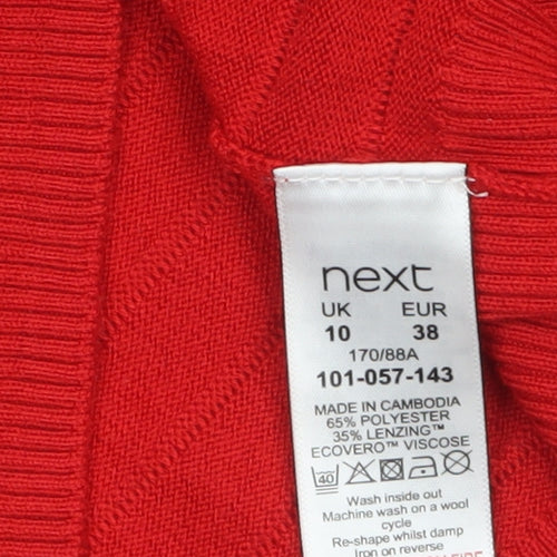 Next Women’s Red Mock Neck Button Pullover Jumper Size 10