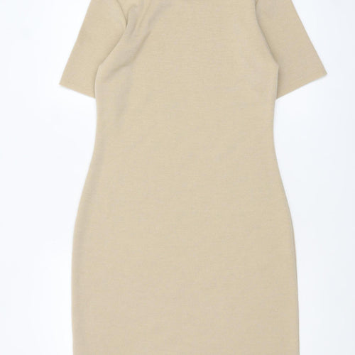 Marks and Spencer Women Beige Wool Blend Bodycon Dress Size 12