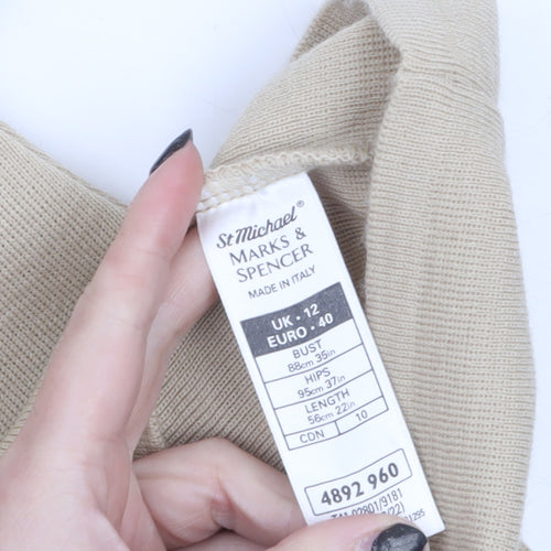 Marks and Spencer Women Beige Wool Blend Bodycon Dress Size 12