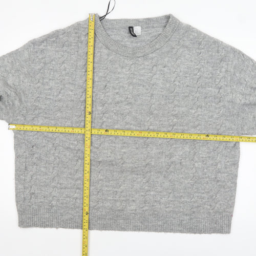 H&M Divided Women’s Grey Cable-Knit Crew Neck Jumper Size 14