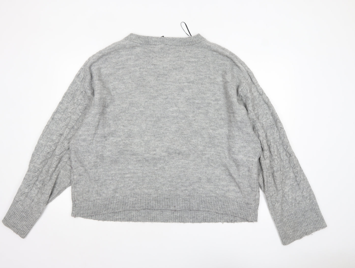 H&M Divided Women’s Grey Cable-Knit Crew Neck Jumper Size 14