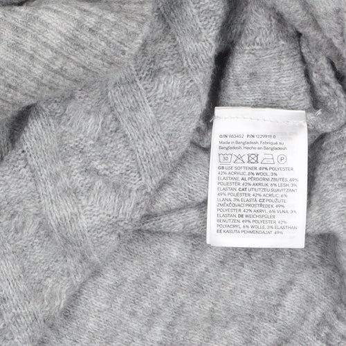 H&M Divided Women’s Grey Cable-Knit Crew Neck Jumper Size 14